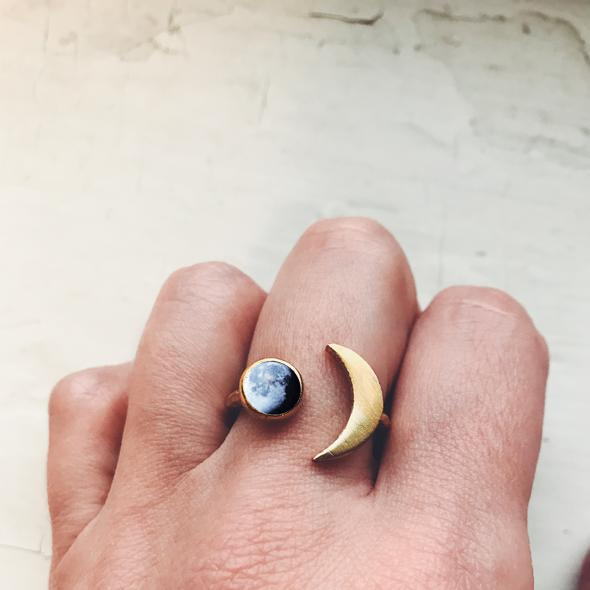 My Moon Crescent Shaped Custom Ring Ring Yugen Handmade Gold Tone  