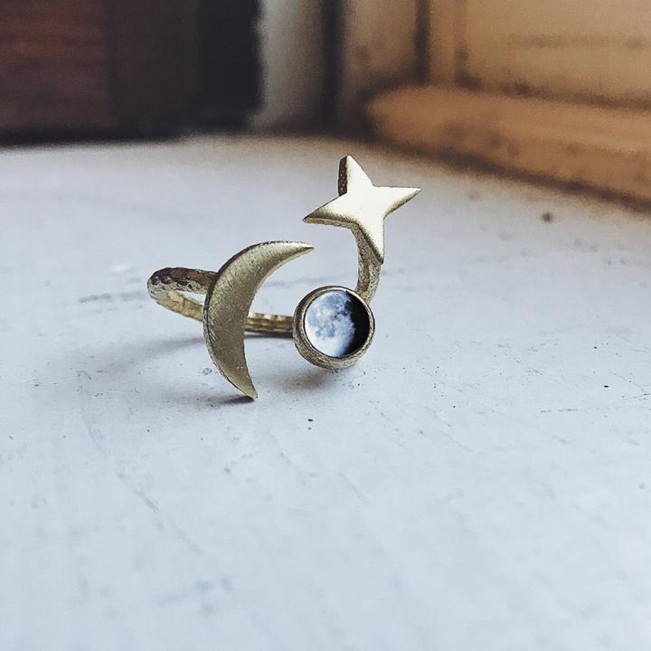 My Moon Orbital Custom Ring Ring Yugen Handmade Gold Tone  