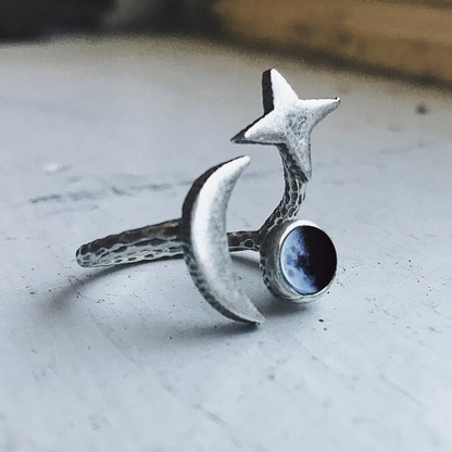 My Moon Orbital Custom Ring Ring Yugen Handmade Antique Silver  