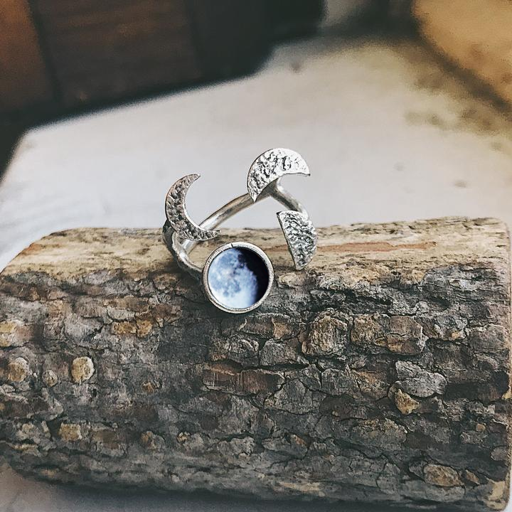 My Moon Sculptural Custom Lunar Phase Ring Ring Yugen Handmade   