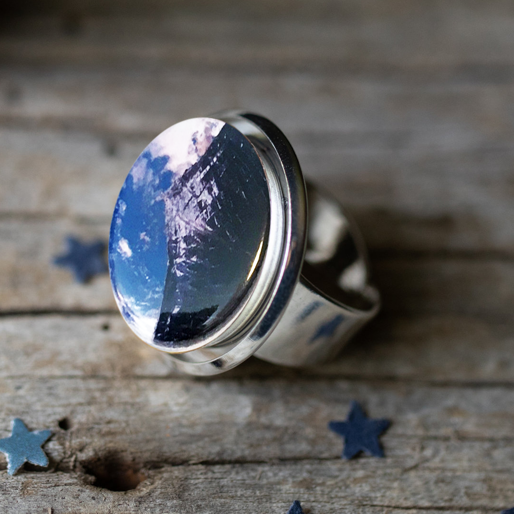 Interchangeable Planetary Society LightSail Ring Ring Yugen Handmade Silver Tone  