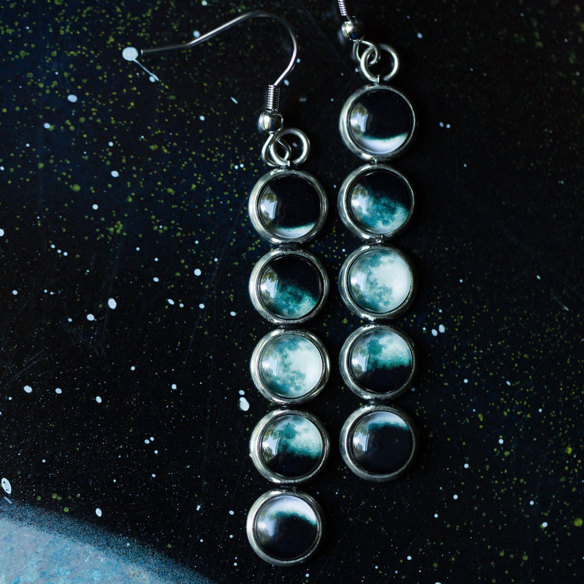 Moon Phase Earrings Earrings Yugen Handmade Silver  