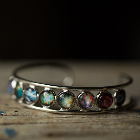 Nebula Rainbow Silver Cuff Bracelet Bracelet Yugen Handmade Silver  