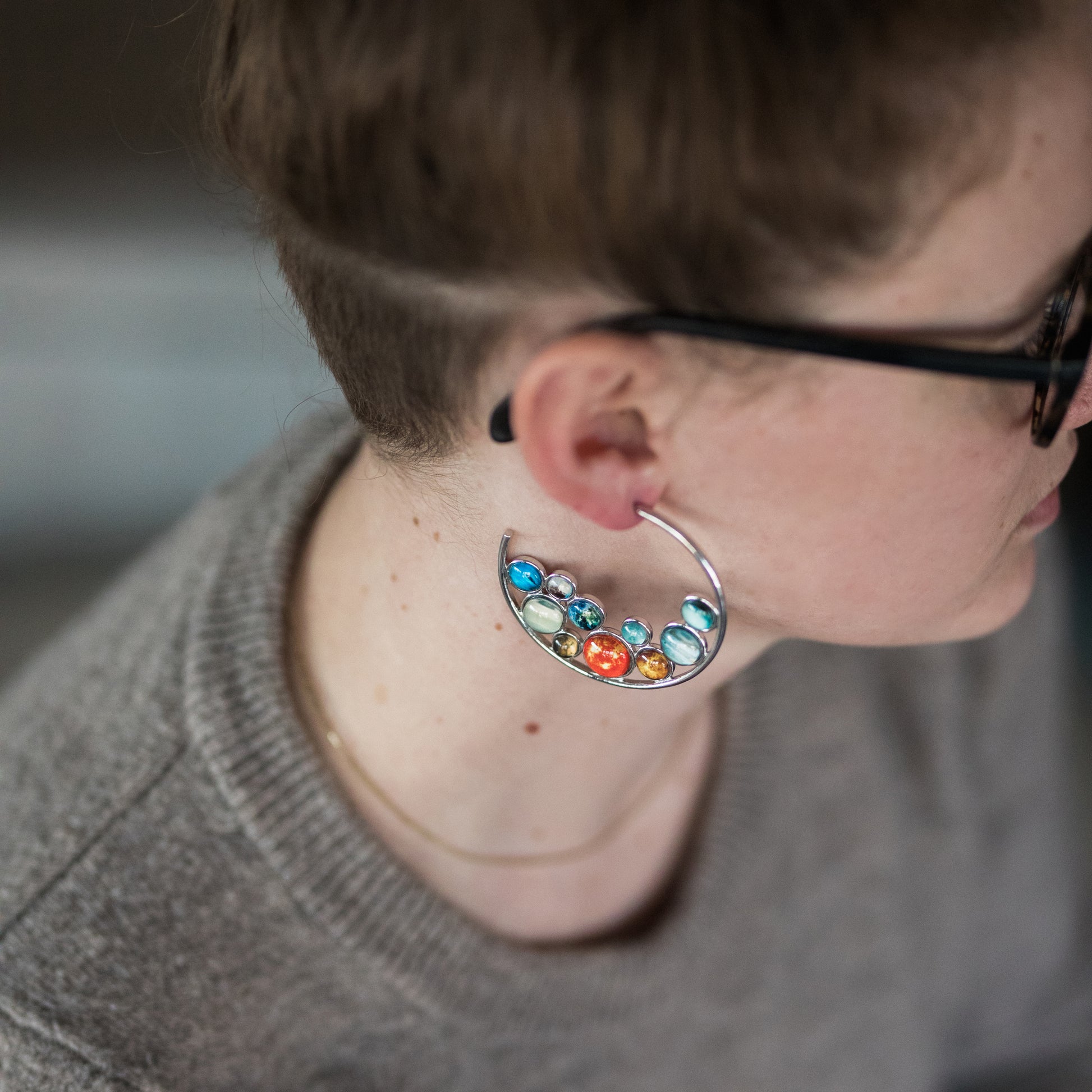 Solar System Hoop Earrings Earrings Yugen Handmade   