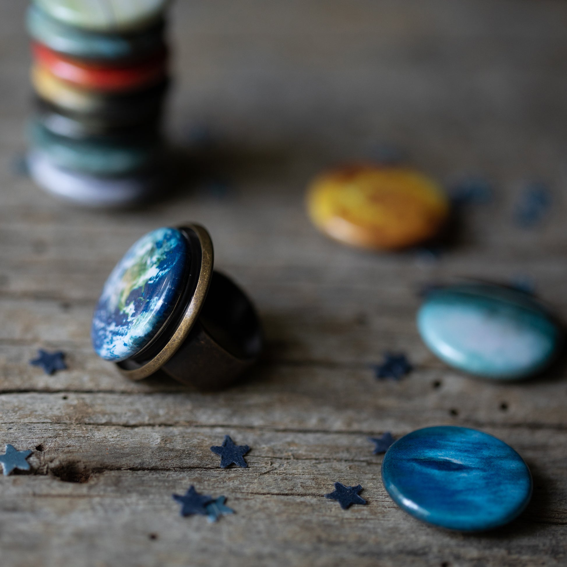 Interchangeable Solar System Ring Ring Yugen Handmade Antique Bronze Tone No Pluto 