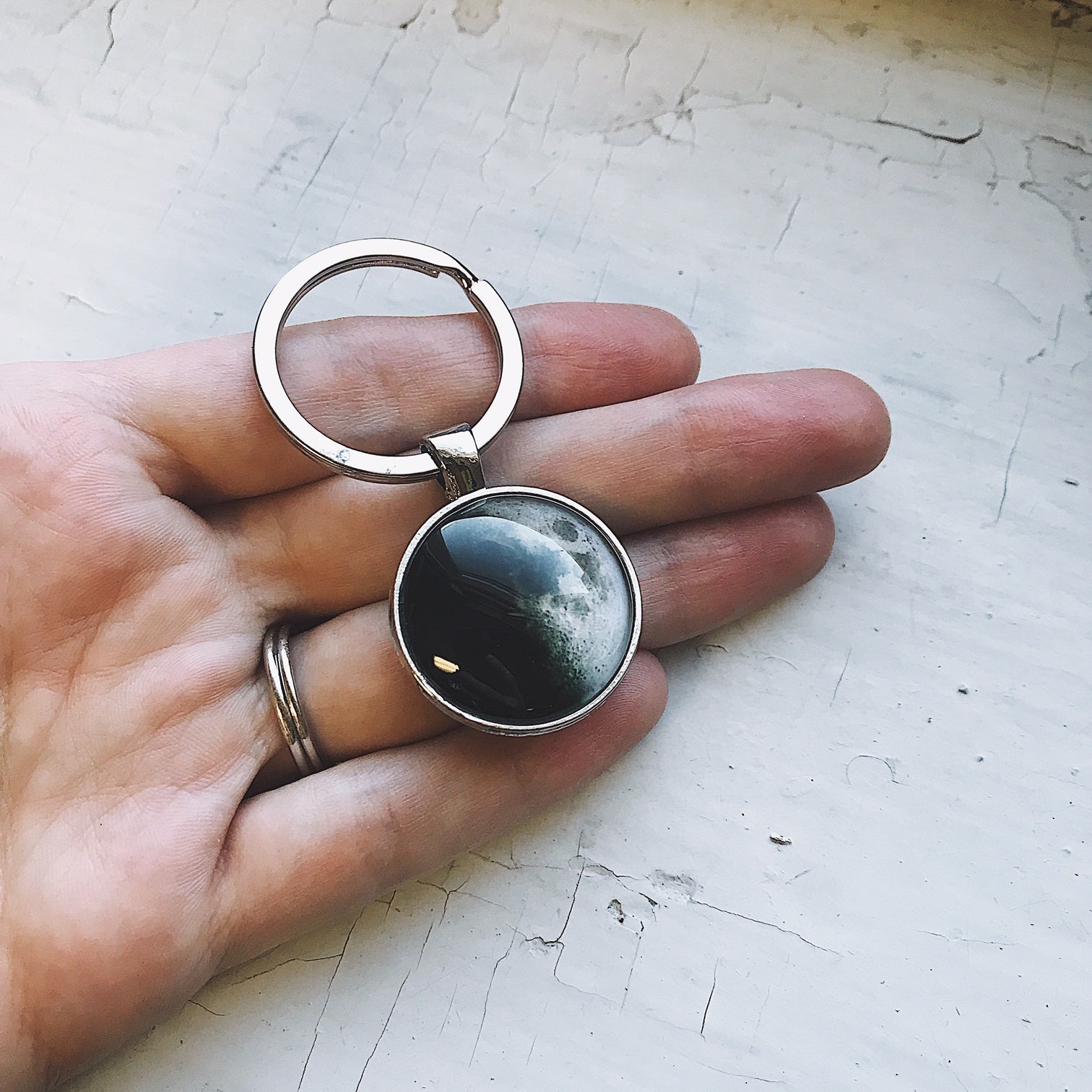 My Moon Double Sided Keychain with Two Custom Lunar Phases Keychain Yugen Handmade   