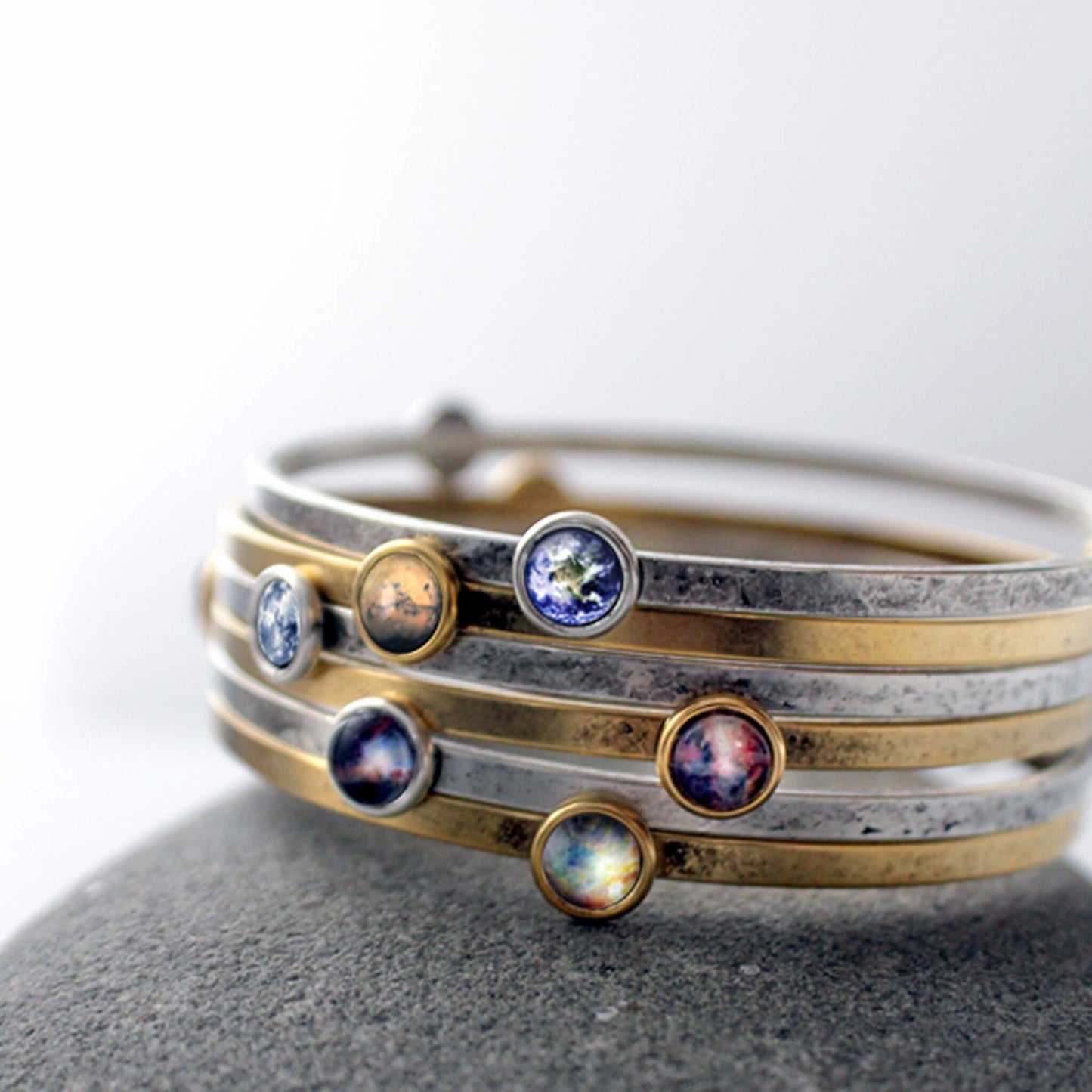 Galaxy Bangle Bracelet - You Choose 3 Space Designs Bracelet Yugen Handmade   
