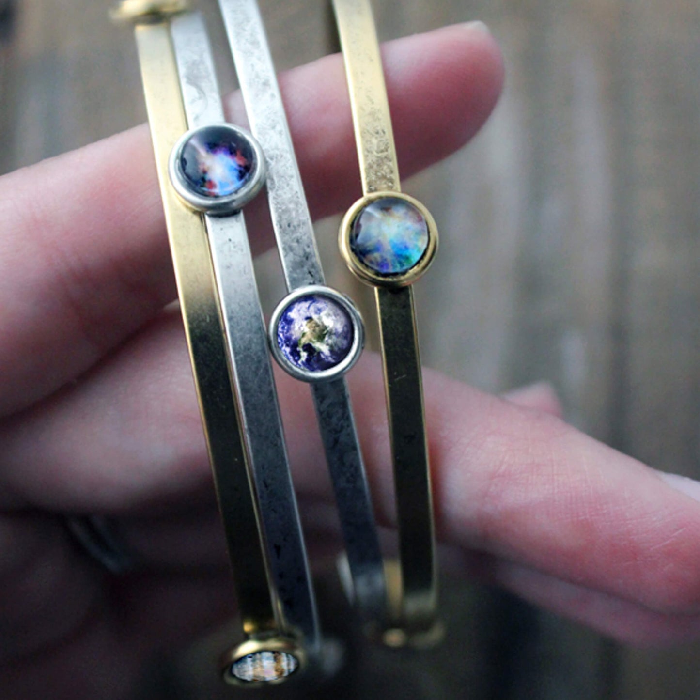 Galaxy Bangle Bracelet - You Choose 3 Space Designs Bracelet Yugen Handmade   