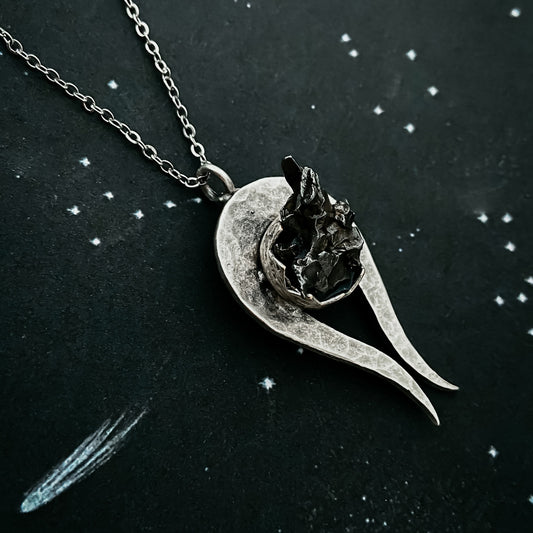 Comet Necklace with Authentic Meteorite Necklace Yugen Handmade Metal Chain  