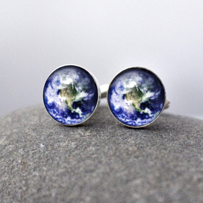 Galaxy Cufflinks - Space, Planet, Nebula, Star Accessories Cufflinks Yugen Handmade Silver Tone  