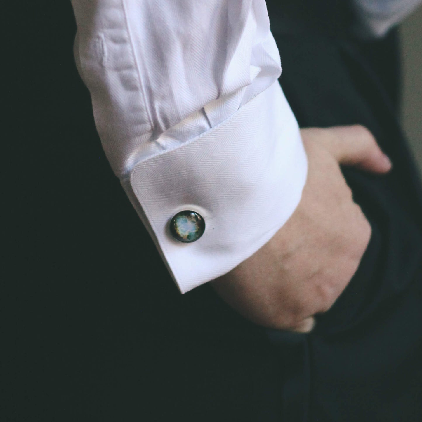 Galaxy Cufflinks - Space, Planet, Nebula, Star Accessories Cufflinks Yugen Handmade Antique Bronze Tone  