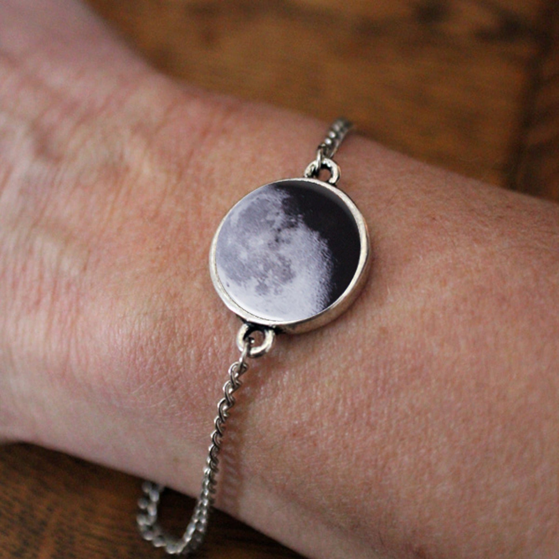 My Moon Custom Antique Silver Adjustable Bracelet Bracelet Yugen Handmade   