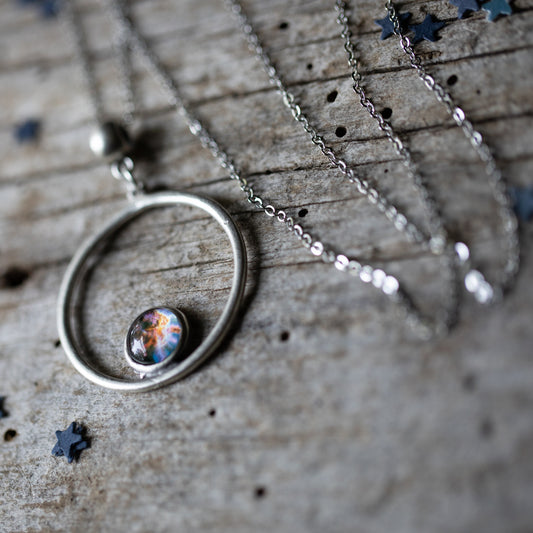 Silver Galaxy Circle Necklace Necklace Yugen Handmade Silver  