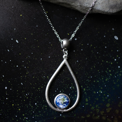 Silver Galaxy Teardrop Necklace Necklace Yugen Handmade   