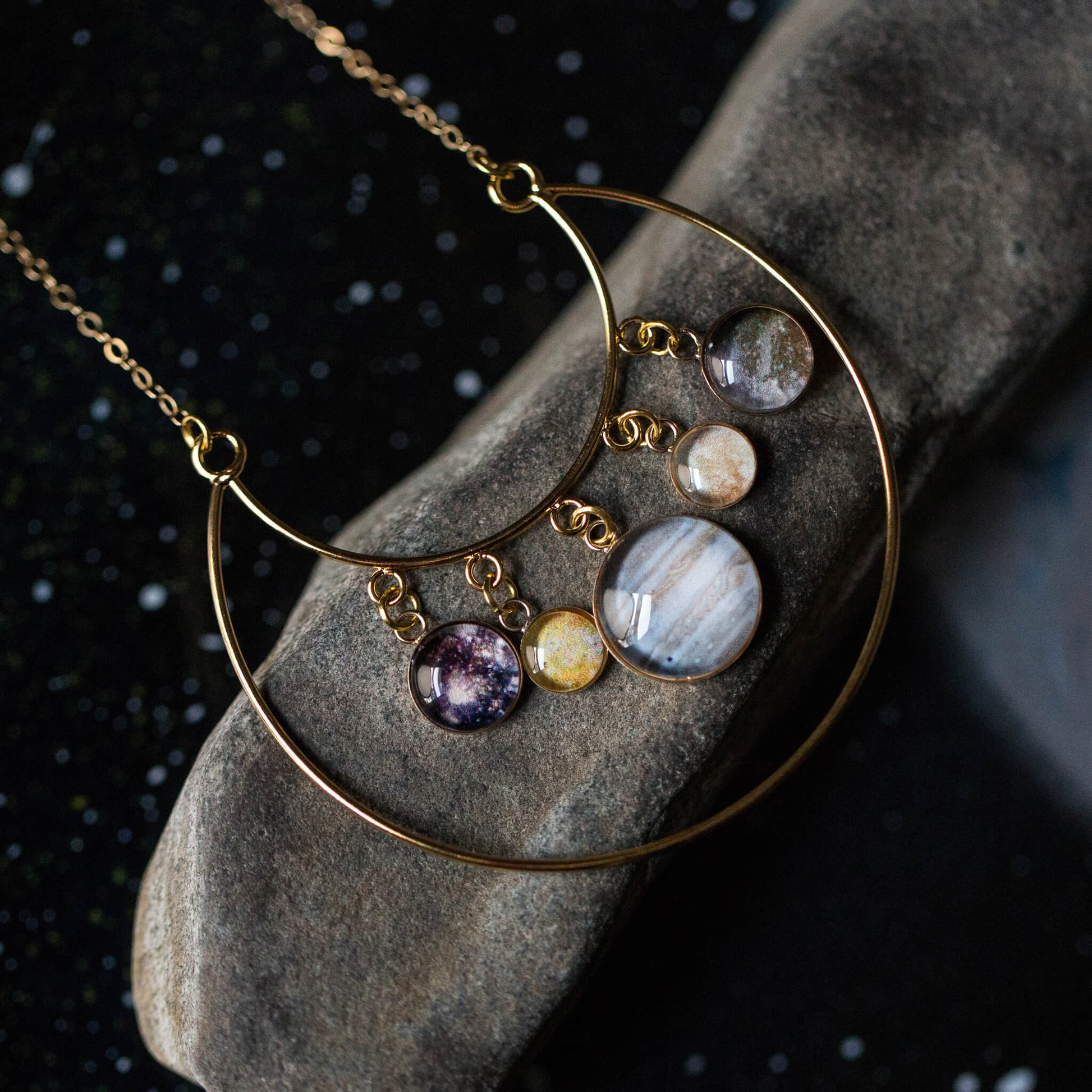 Galilean Moons of Jupiter Statement Necklace Necklace Yugen Handmade   