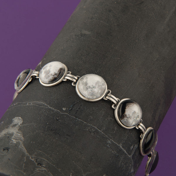 Moon Phase Bracelet - Space Jewelry, Lunar Phases Bracelet Yugen Handmade Antique Silver  