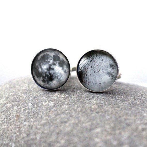 Dark Side of the Moon Cuff Links Cufflinks Yugen Handmade Silver Tone  