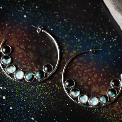 Moon Phase Hoop Earrings Earrings Yugen Handmade   