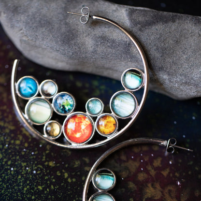 Solar System Hoop Earrings Earrings Yugen Handmade   