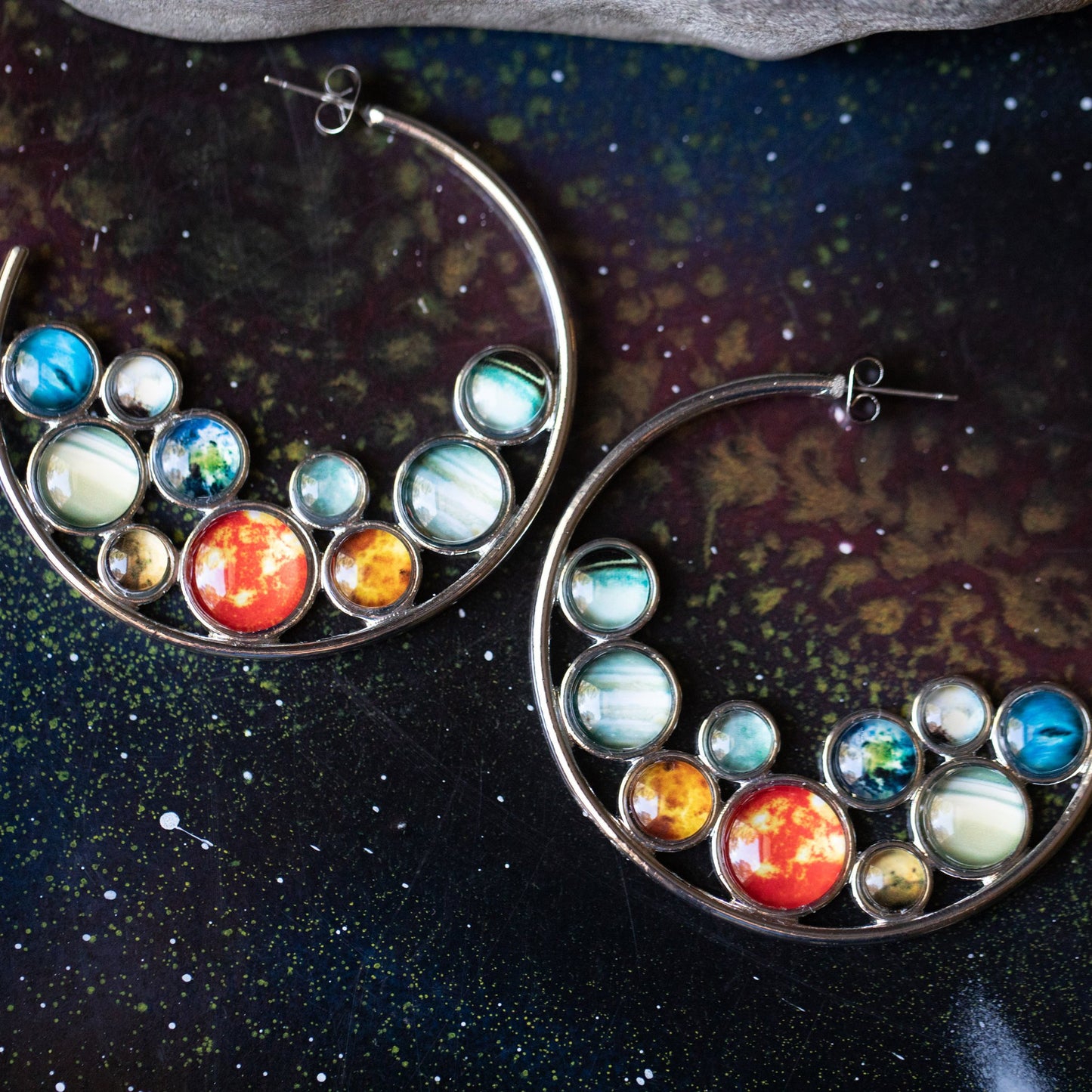 Solar System Hoop Earrings Earrings Yugen Handmade   