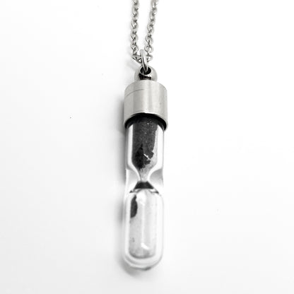 Space Time Hourglass Necklace with Meteorite Dust Necklace Yugen Handmade   