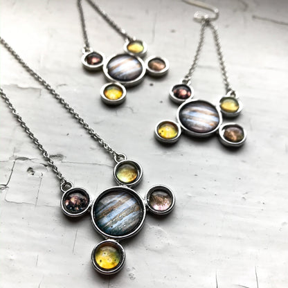 Jupiter and Galilean Moons Silver Pendant Necklace Necklace Yugen Handmade   