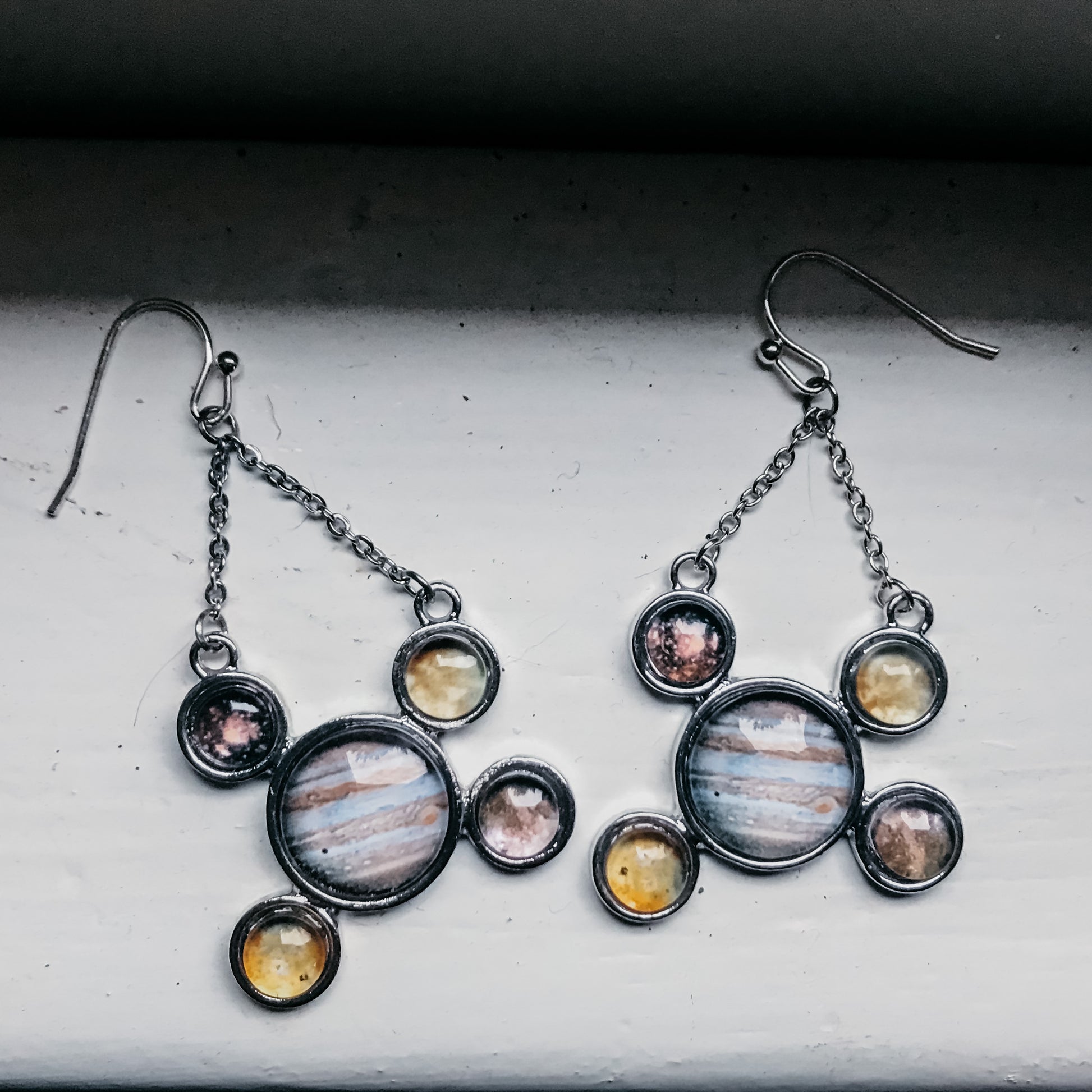 Jupiter and Galilean Moons Dangle Earrings Earrings Yugen Handmade   