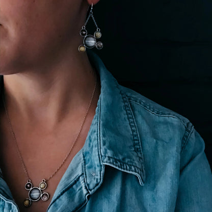 Jupiter Jewelry Gift Set - Galilean Moons Earrings and Necklace Jewelry Set Yugen Handmade   