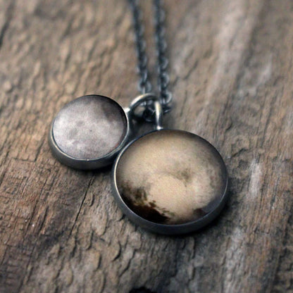 Pluto and Charon Layered Space Necklace Necklace Yugen Handmade   