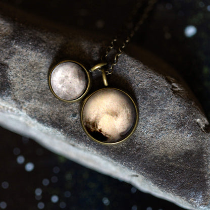 Pluto and Charon Layered Space Necklace Necklace Yugen Handmade   