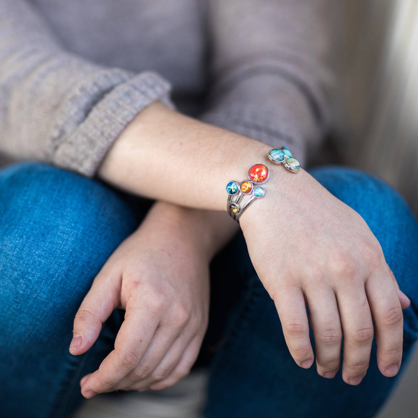 Open Solar System Cuff Bracelet Bracelet Yugen Handmade   