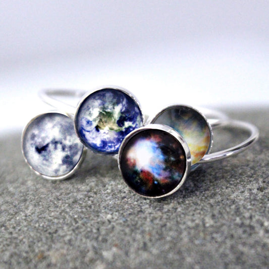 Sterling Silver Galaxy Space Ring, Made to Order in Your Size Ring Yugen Handmade Silver  
