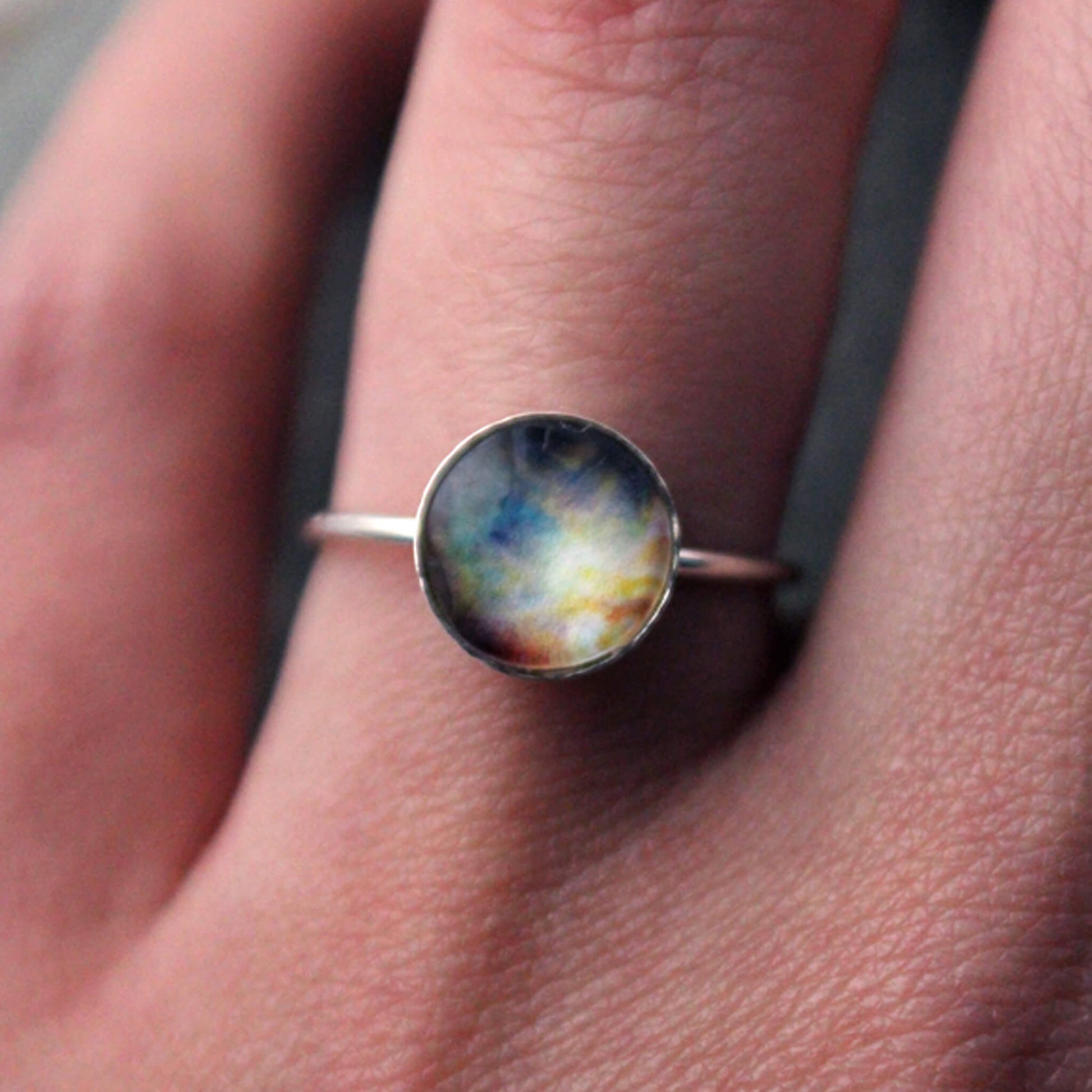 Sterling Silver Galaxy Space Ring, Made to Order in Your Size Ring Yugen Handmade   