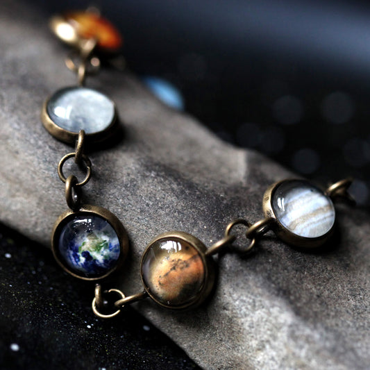 Discontinued - Solar System Galaxy Bracelet - Milky Way, Planets Bracelet Yugen Handmade Without Pluto Antique Bronze 