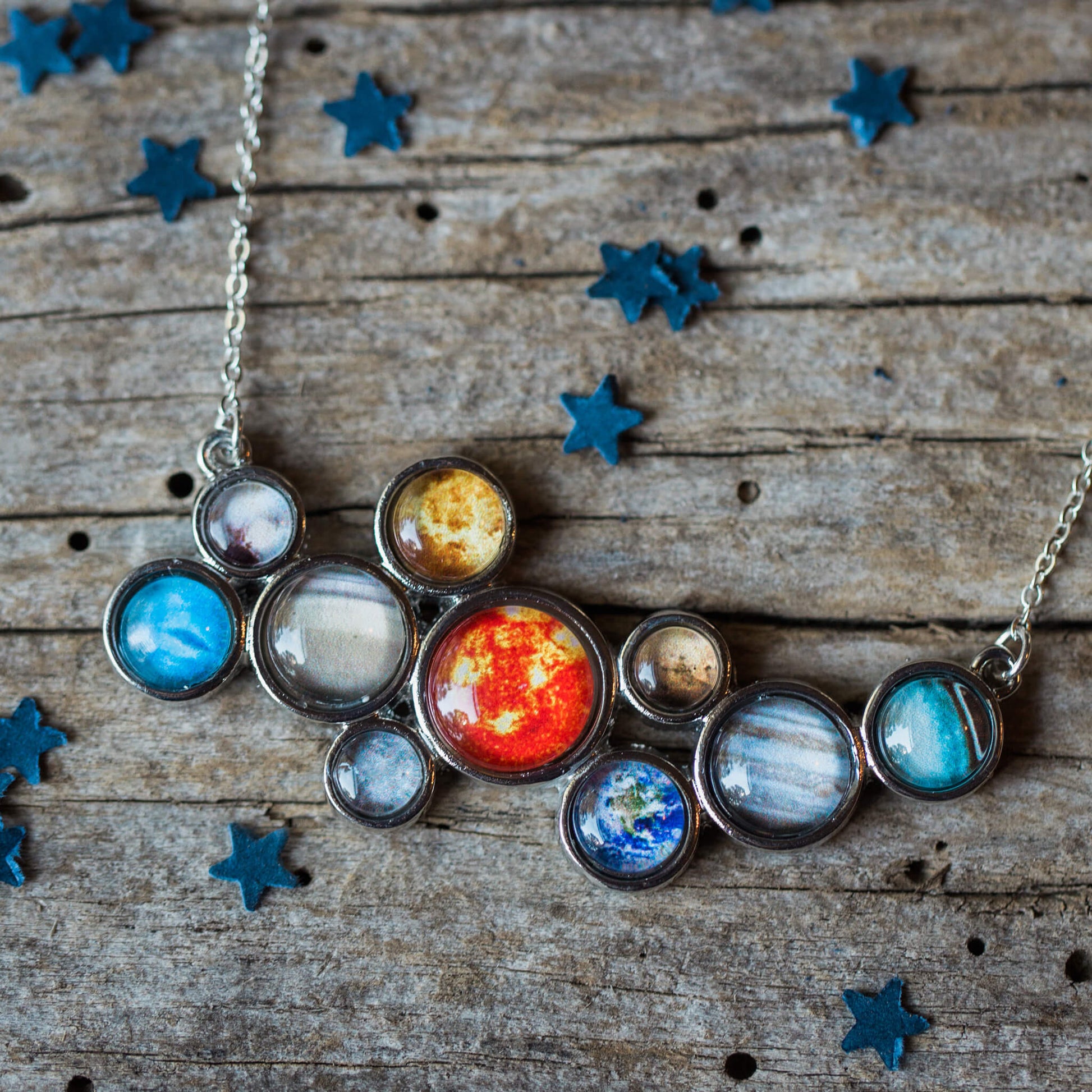 Solar System Statement Bib Necklace Necklace Yugen Handmade Silver  