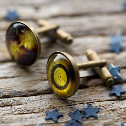 Voyager Golden Record Antique Bronze Cufflinks Cufflinks Yugen Handmade   